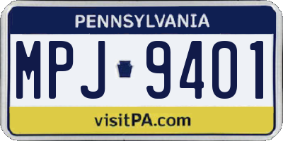 PA license plate MPJ9401