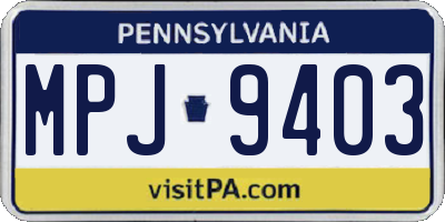 PA license plate MPJ9403