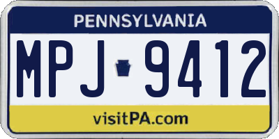 PA license plate MPJ9412