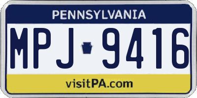 PA license plate MPJ9416