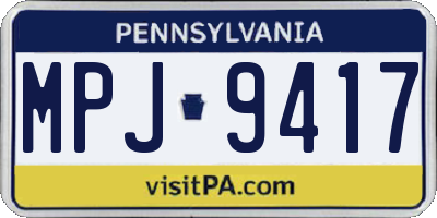 PA license plate MPJ9417