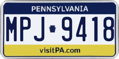 PA license plate MPJ9418