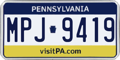PA license plate MPJ9419
