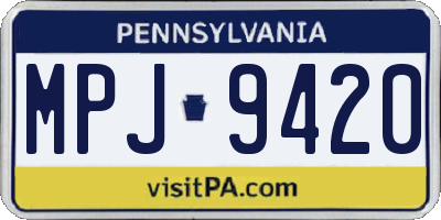 PA license plate MPJ9420
