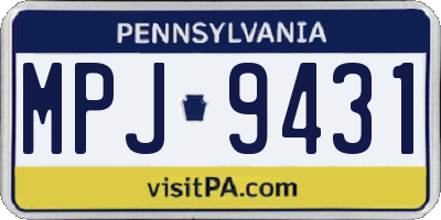 PA license plate MPJ9431