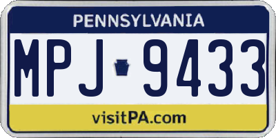 PA license plate MPJ9433