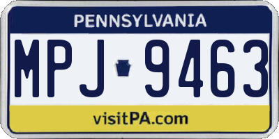 PA license plate MPJ9463