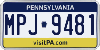 PA license plate MPJ9481
