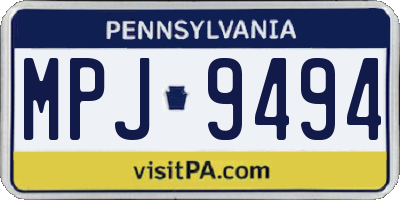 PA license plate MPJ9494