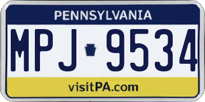 PA license plate MPJ9534