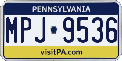 PA license plate MPJ9536