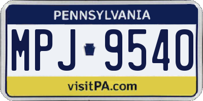 PA license plate MPJ9540