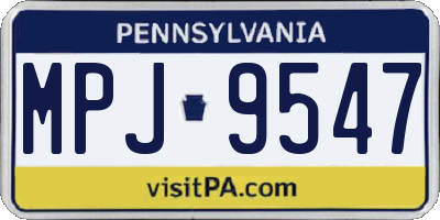 PA license plate MPJ9547
