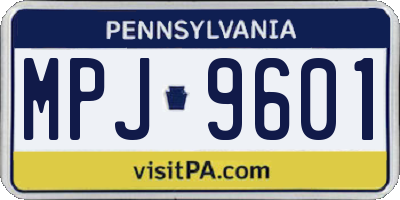 PA license plate MPJ9601