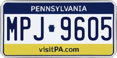 PA license plate MPJ9605