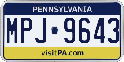 PA license plate MPJ9643
