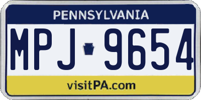 PA license plate MPJ9654
