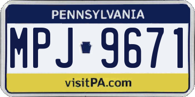 PA license plate MPJ9671