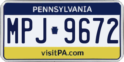 PA license plate MPJ9672