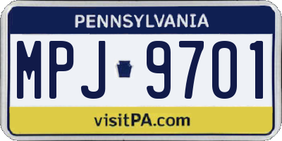 PA license plate MPJ9701
