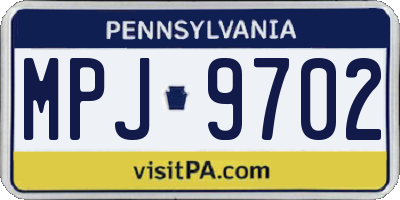 PA license plate MPJ9702