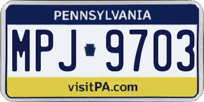 PA license plate MPJ9703