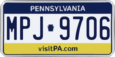 PA license plate MPJ9706