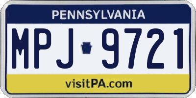 PA license plate MPJ9721