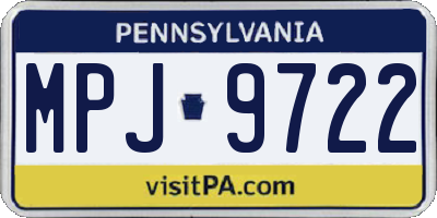 PA license plate MPJ9722