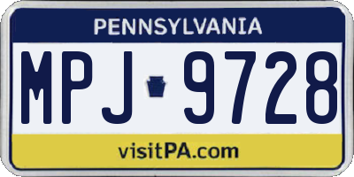 PA license plate MPJ9728