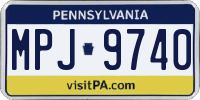 PA license plate MPJ9740