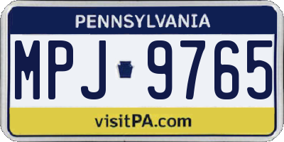 PA license plate MPJ9765