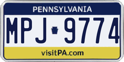 PA license plate MPJ9774