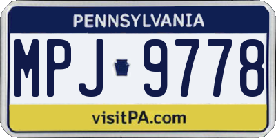 PA license plate MPJ9778