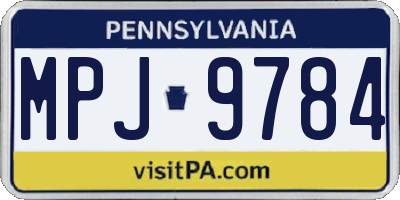 PA license plate MPJ9784