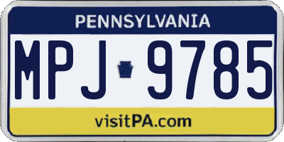 PA license plate MPJ9785