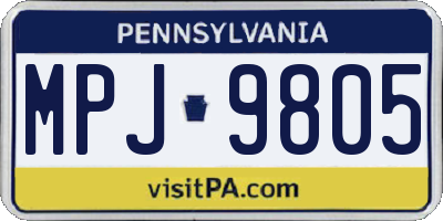 PA license plate MPJ9805