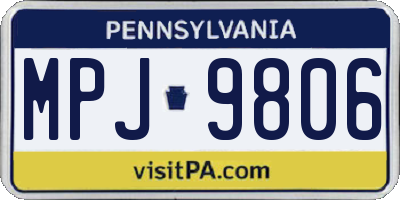 PA license plate MPJ9806