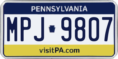 PA license plate MPJ9807