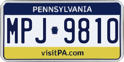 PA license plate MPJ9810