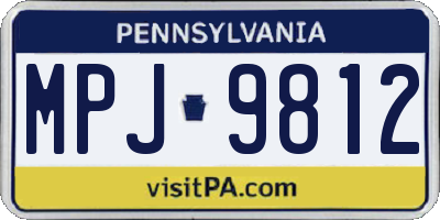 PA license plate MPJ9812