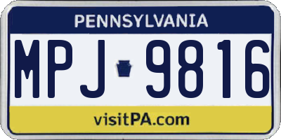 PA license plate MPJ9816