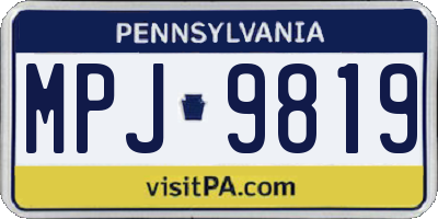 PA license plate MPJ9819
