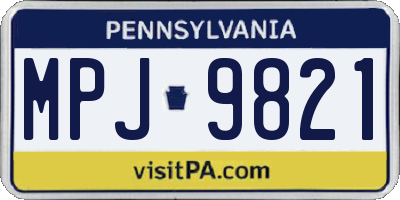 PA license plate MPJ9821
