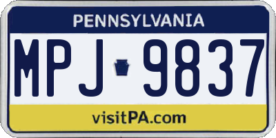 PA license plate MPJ9837