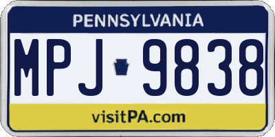 PA license plate MPJ9838