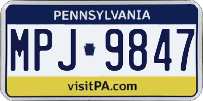 PA license plate MPJ9847