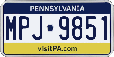 PA license plate MPJ9851