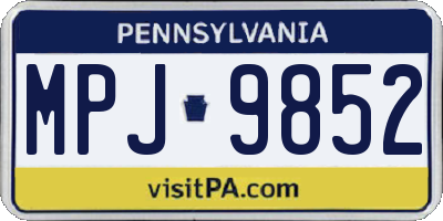 PA license plate MPJ9852