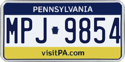 PA license plate MPJ9854